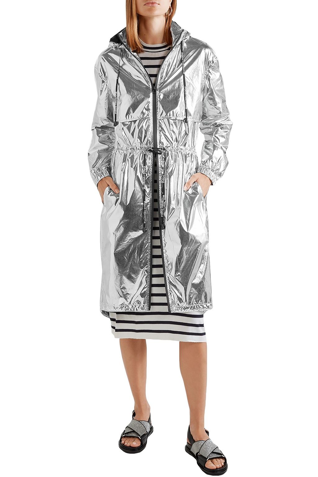 RABANNE Metallic shell hooded jacket