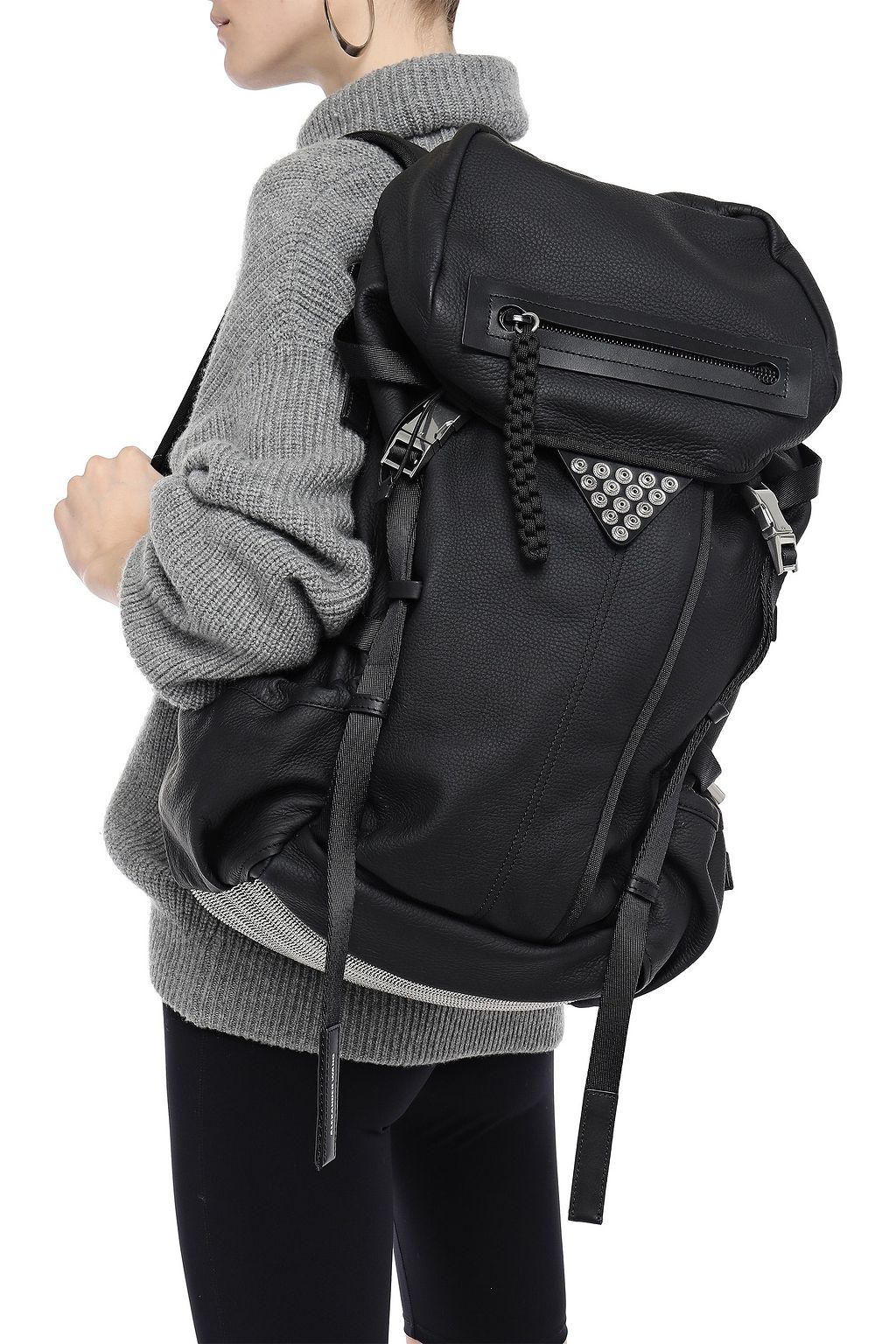 ALEXANDER WANG Snap-embellished textured-leather backpack