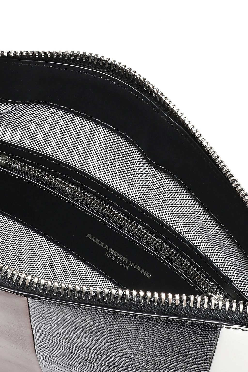 ALEXANDER WANG カーフヘアパネル スムースレザー クラッチ