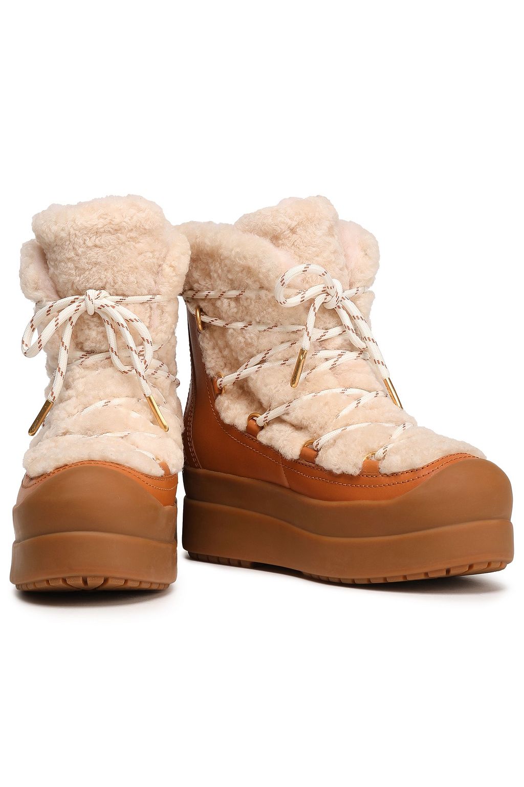 TORY BURCH Courtney shearling and leather snow boots | Sale up to 70% off |  THE OUTNET