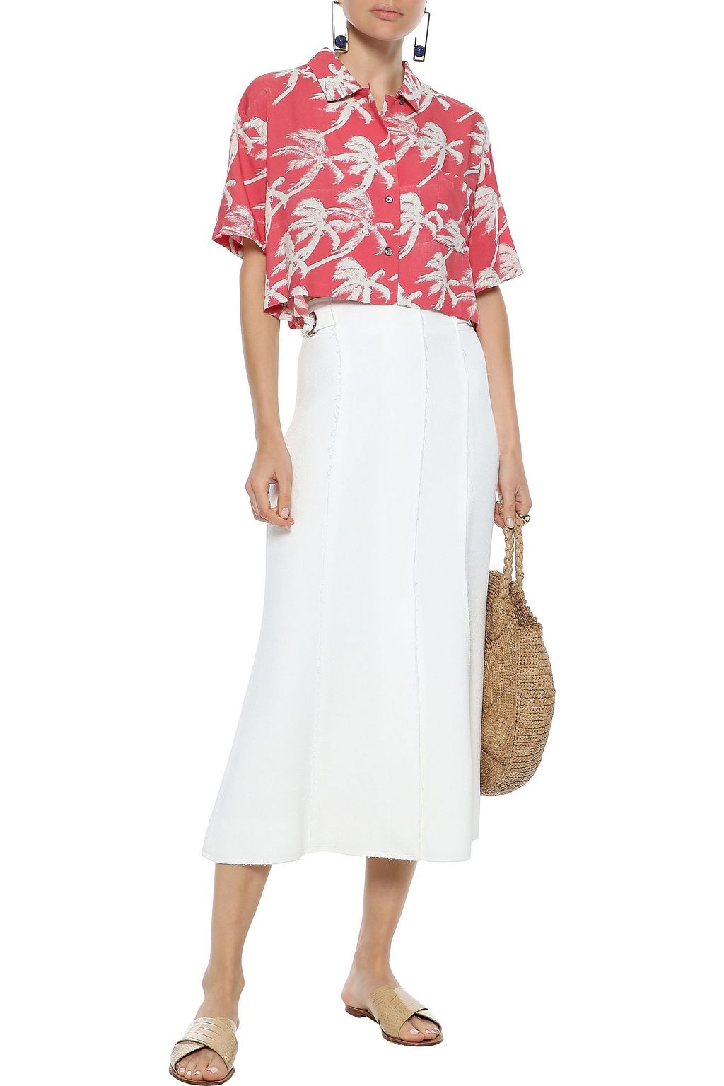 DOUBLE RAINBOUU Blowout cropped poplin shirt