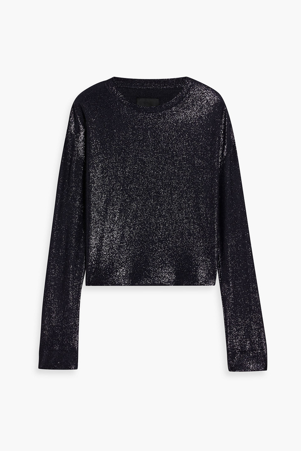 rta - metallic stretch-knit top - blue - xxs