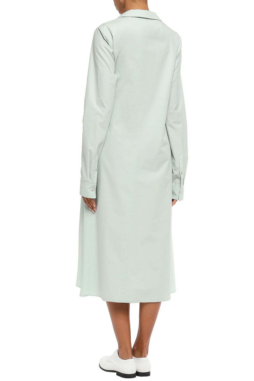 JIL SANDER Paneled cotton-poplin and silk crepe de chine midi dress