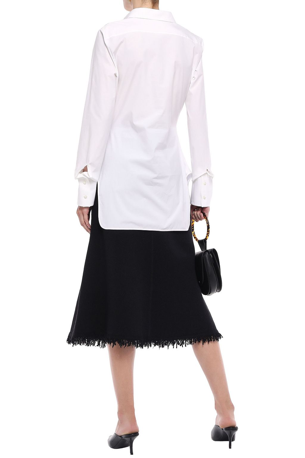 JIL SANDER Fringed wool-blend midi skirt