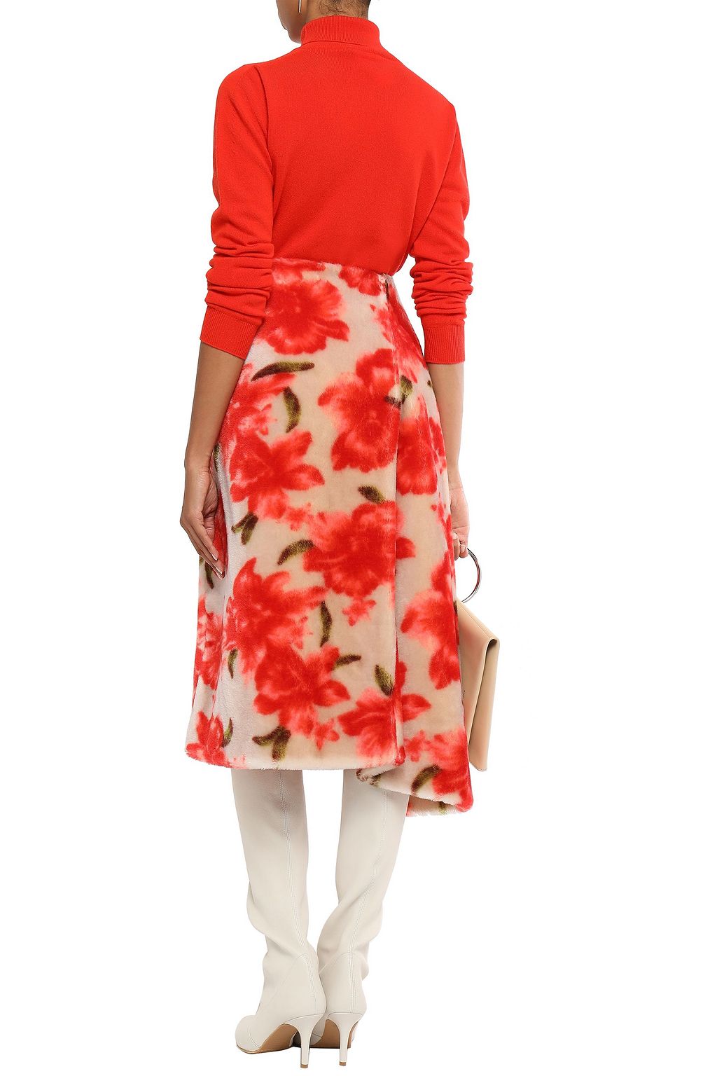 JIL SANDER Asymmetric faux fur midi skirt