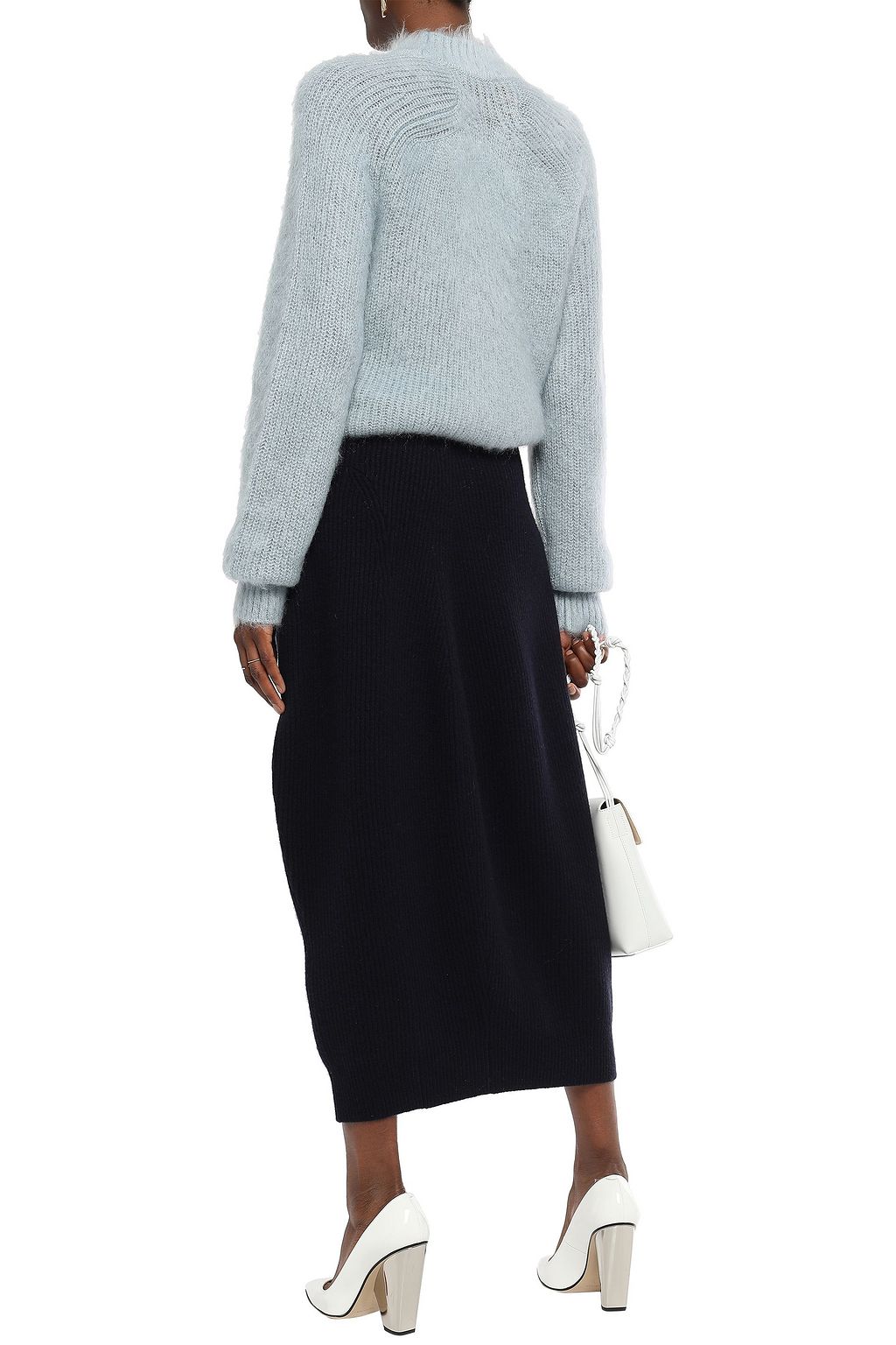 JIL SANDER Ribbed wool and cashmere-blend midi skirt