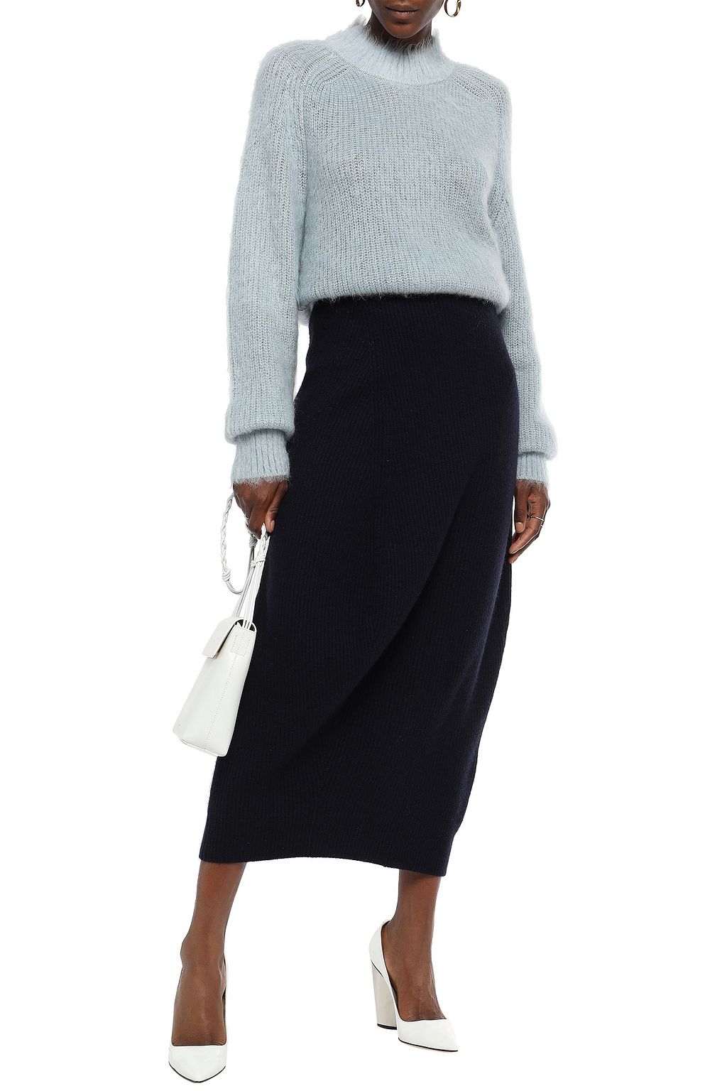 JIL SANDER Ribbed wool and cashmere-blend midi skirt