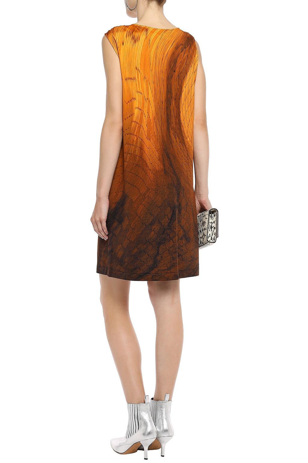 JUST CAVALLI Ring-embellished snake-print stretch-jersey mini dress