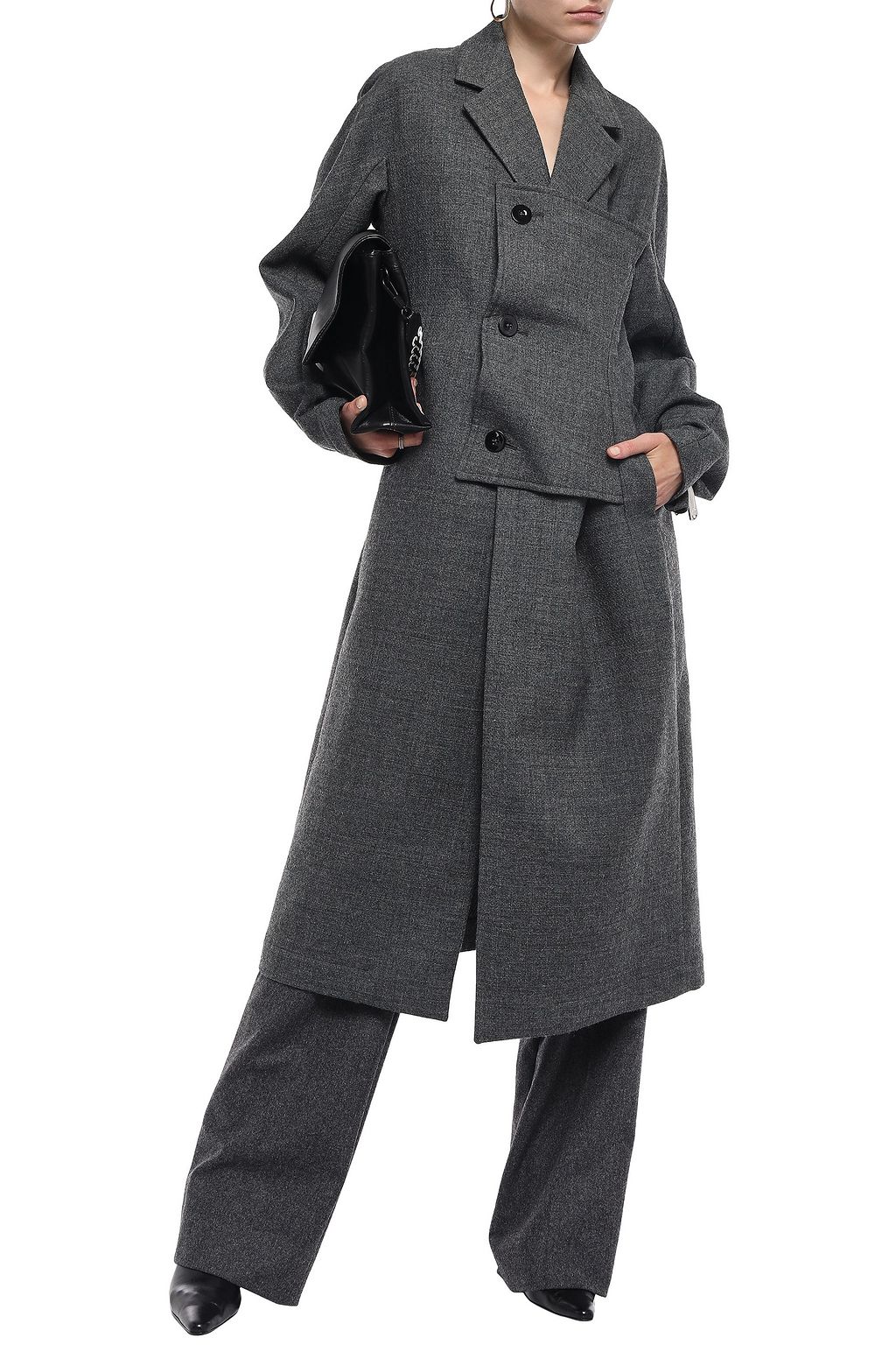 JIL SANDER Paneled wool-crepe coat