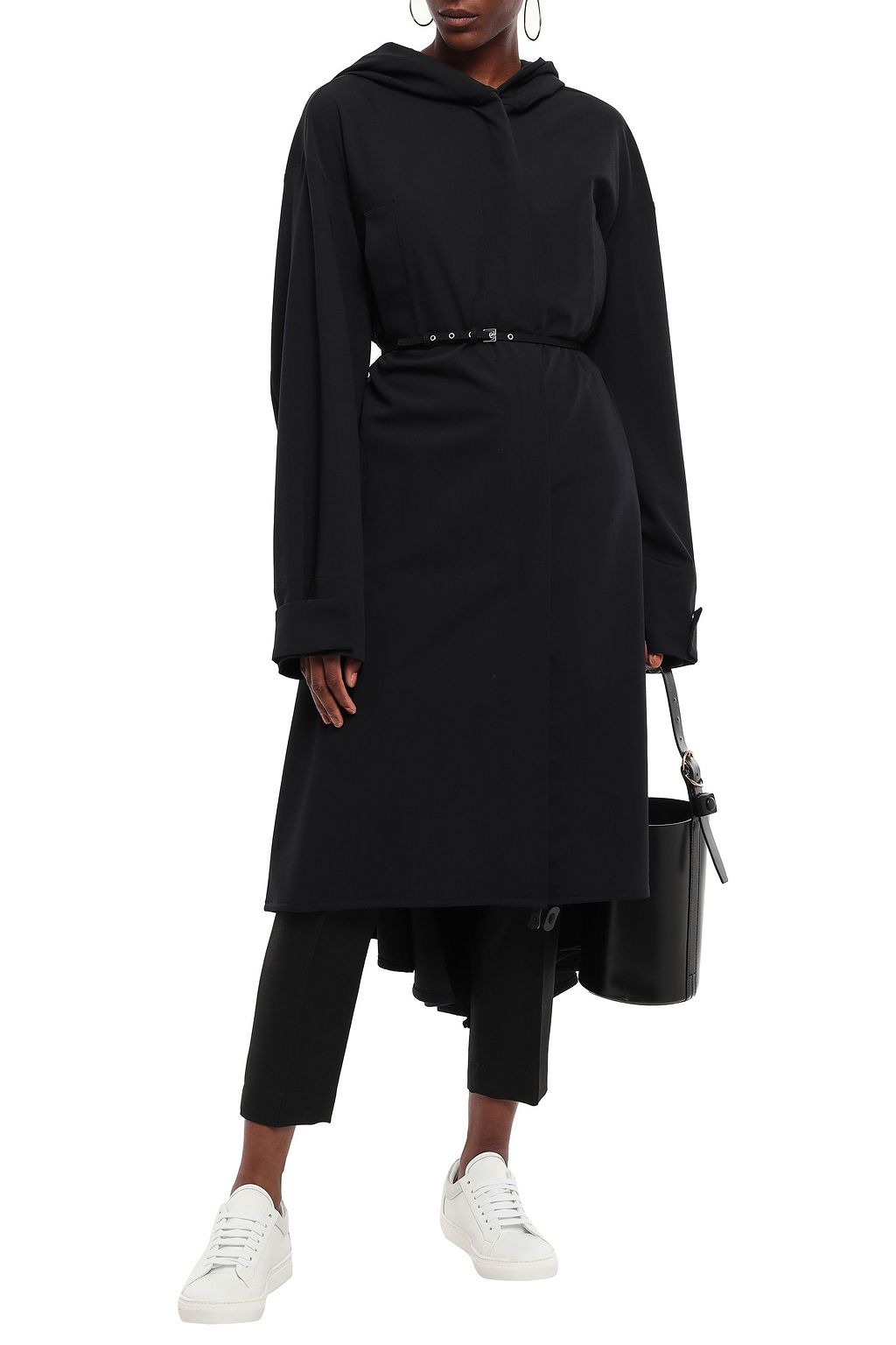 JIL SANDER Wool-blend twill hooded coat