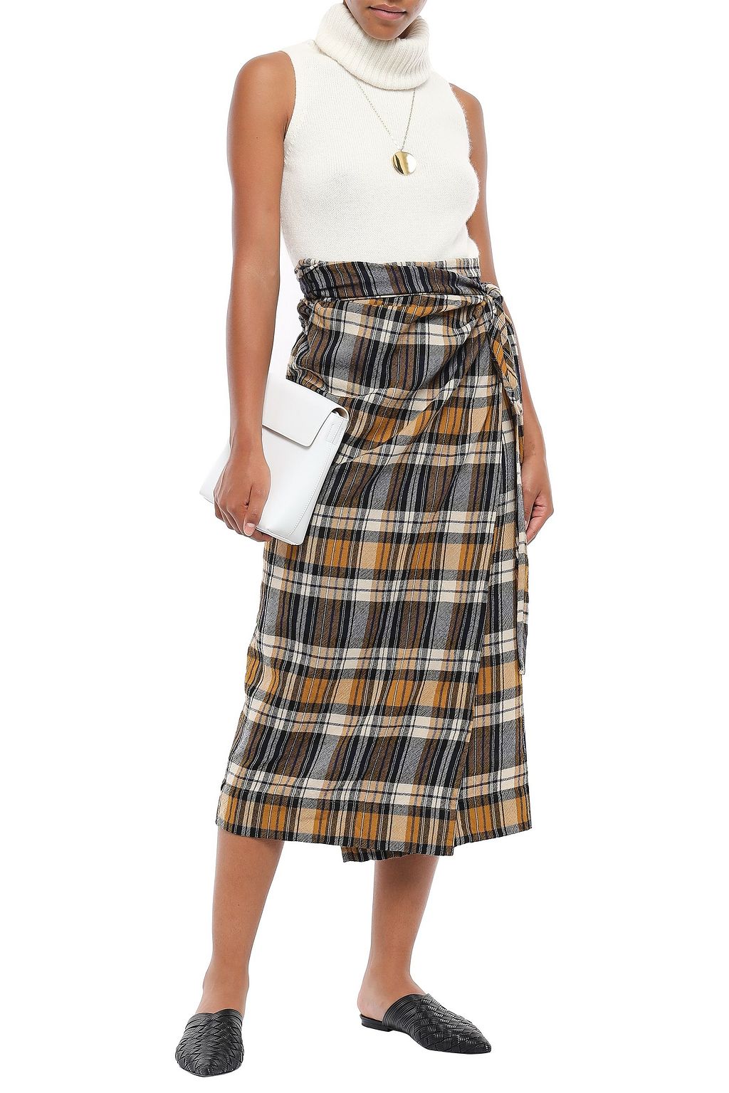 FORTE_FORTE Wool midi wrap skirt
