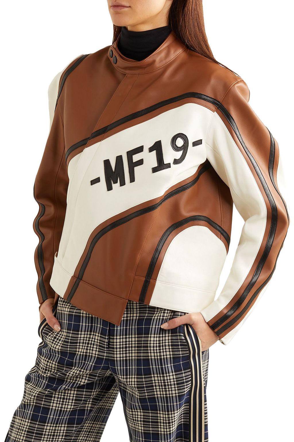 MONSE Asymmetric leather biker jacket