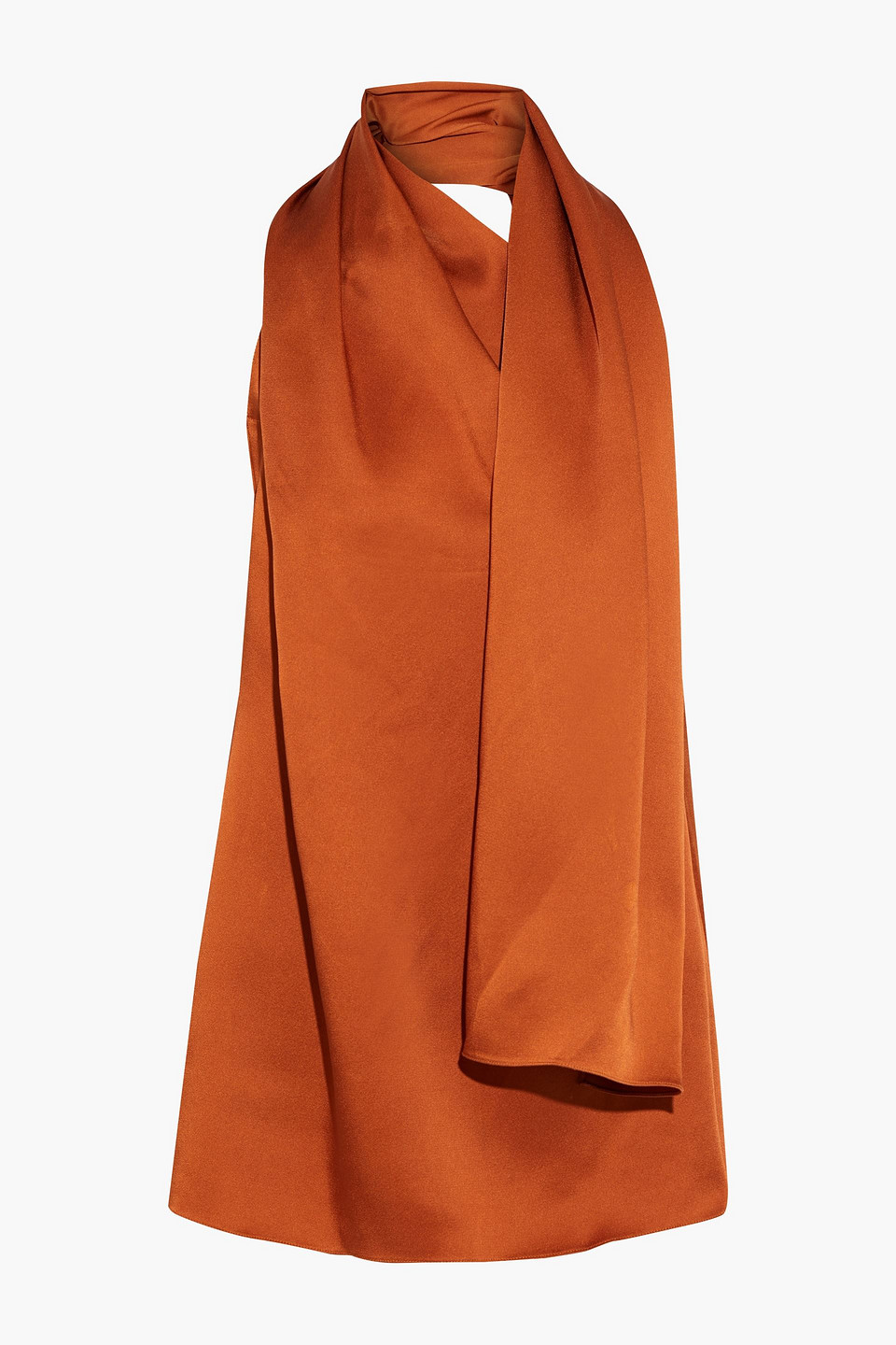 Oscar de la Renta - Draped satin-crepe halterneck top - Metallic - US 4