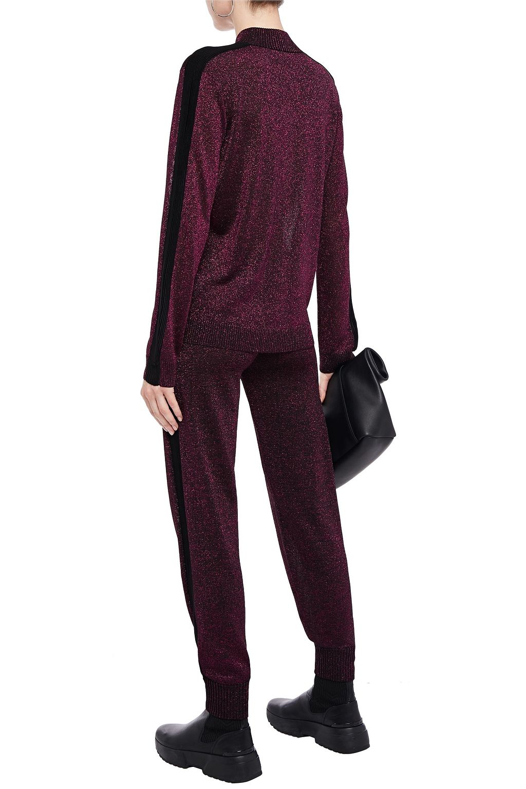 BELLA FREUD Striped metallic knitted track pants