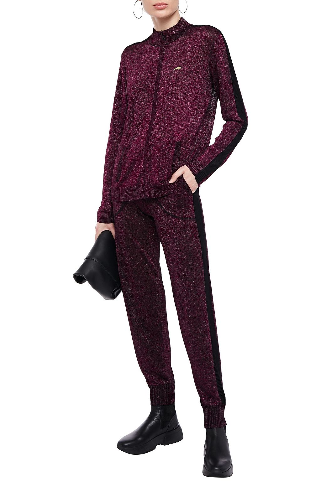 BELLA FREUD Striped metallic knitted track pants