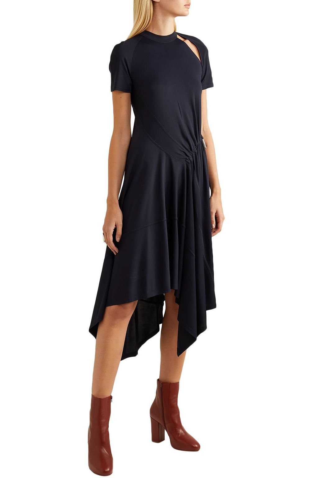 MONSE Asymmetric cutout stretch-jersey dress
