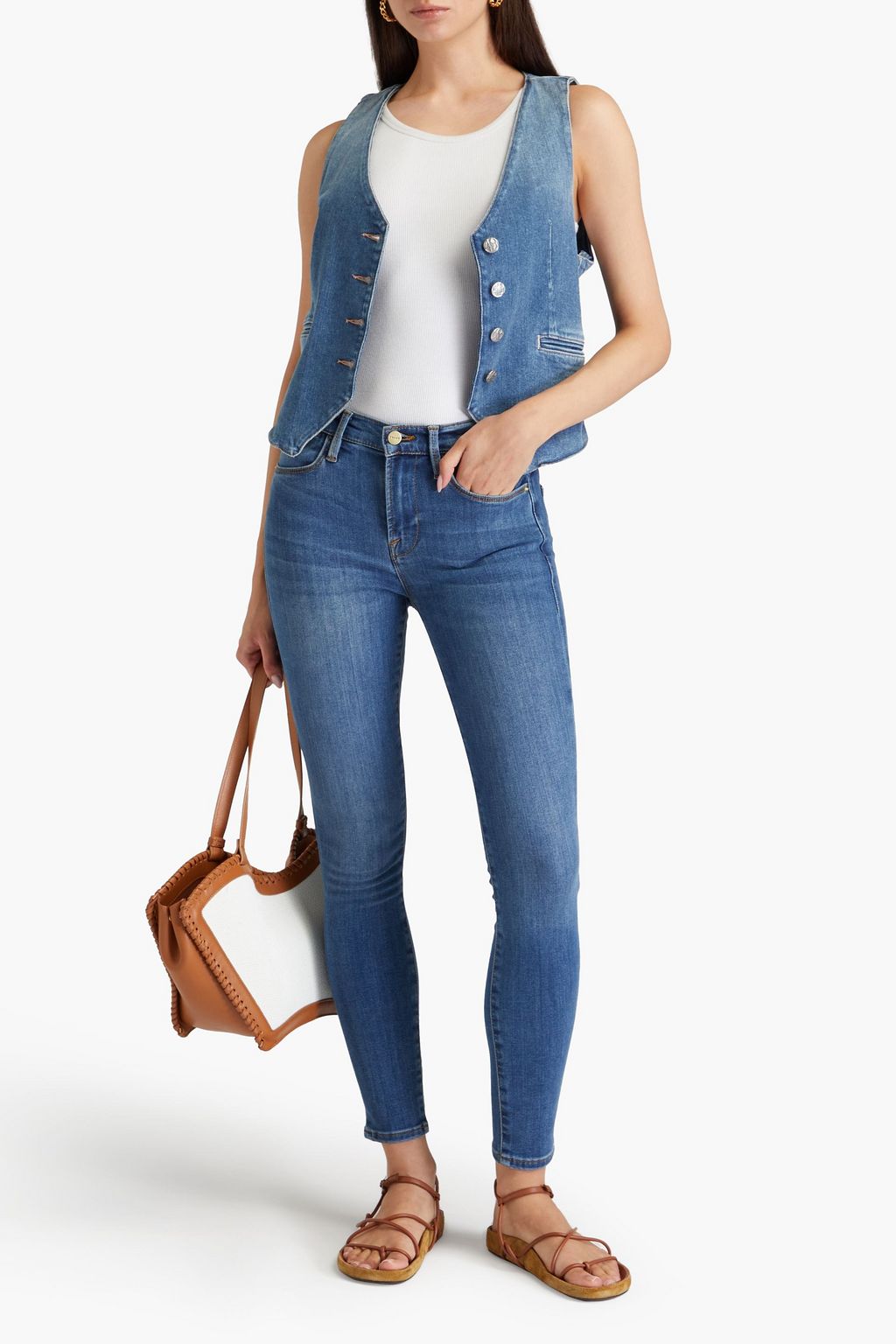 FRAME بنطلون جينز Le High Skinny بأرجل ضيقة وخصر مرتفع