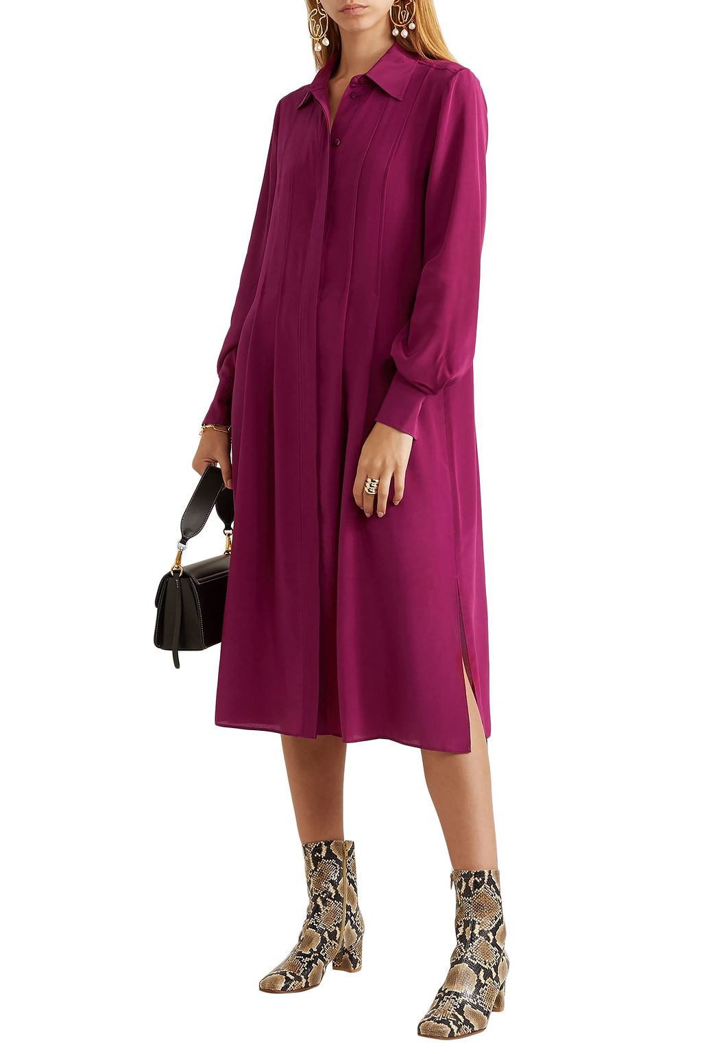 SEE BY CHLOÉ Pintucked silk crepe de chine dress