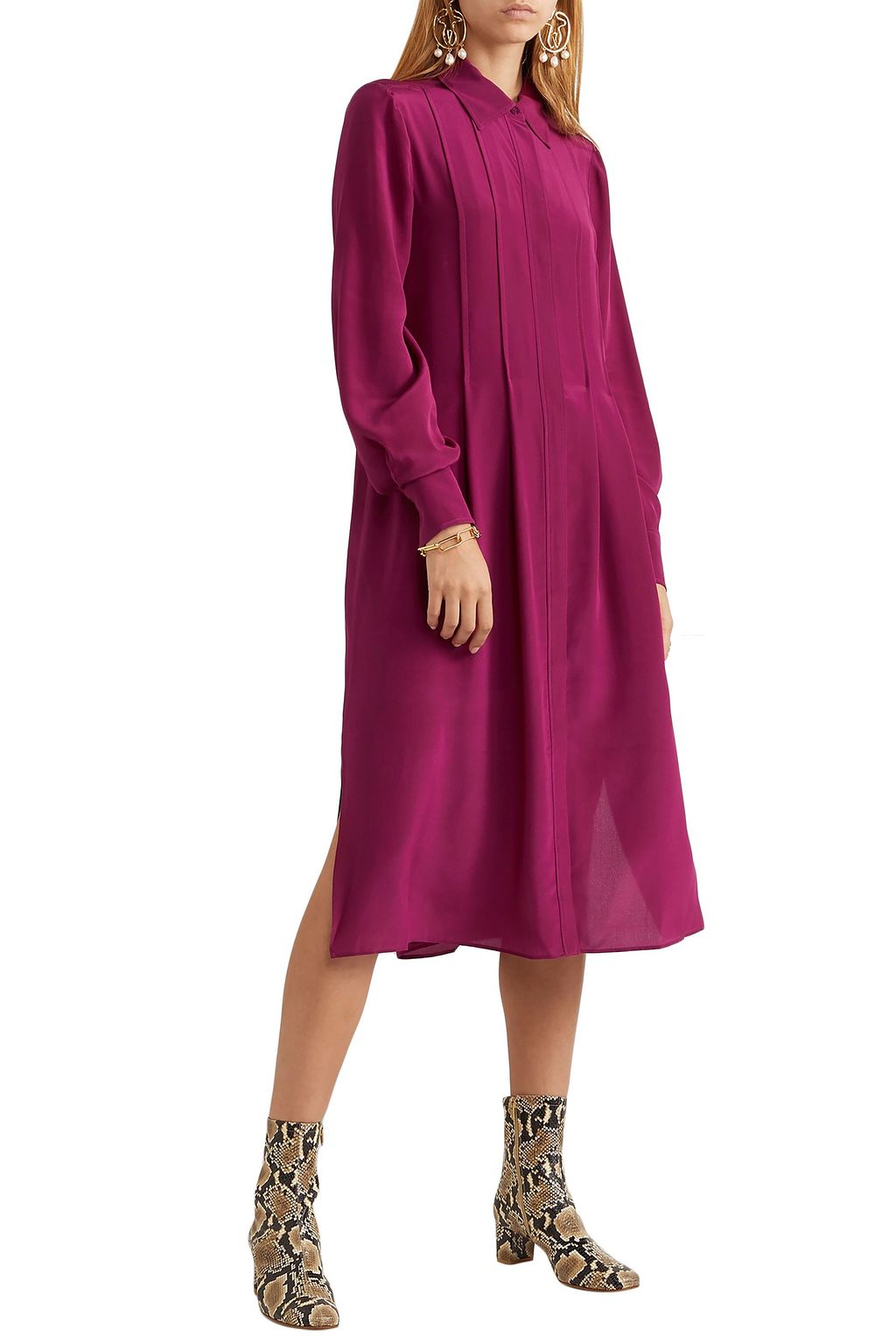 SEE BY CHLOÉ Pintucked silk crepe de chine dress