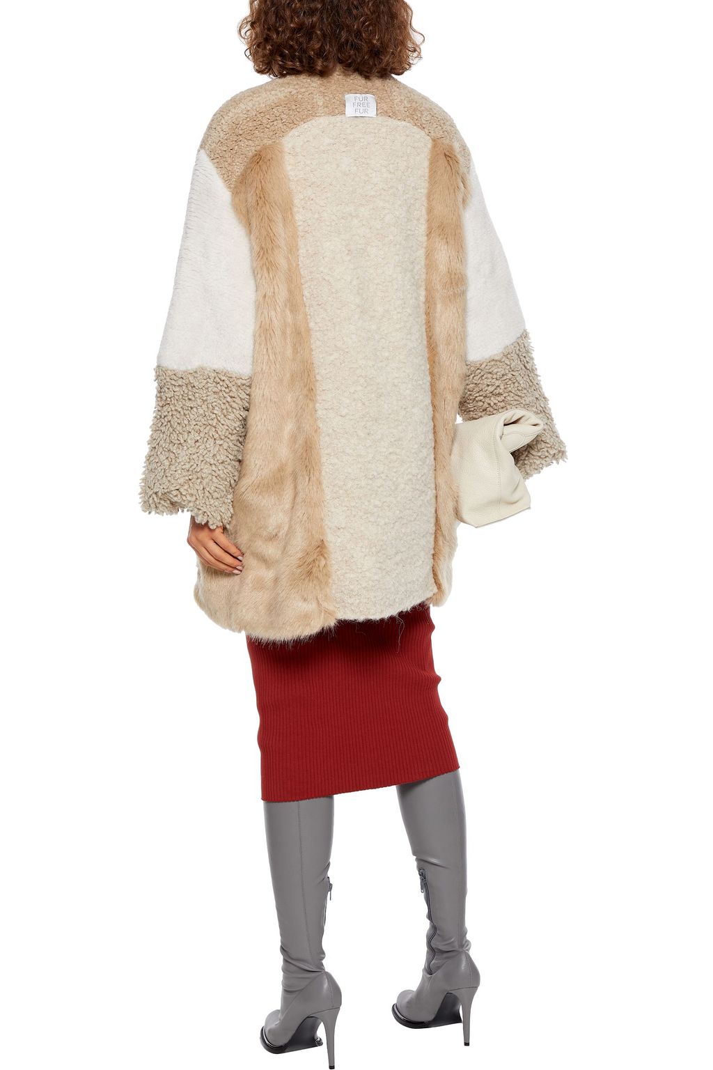 STELLA MCCARTNEY Patchwork faux fur and alpaca-blend coat