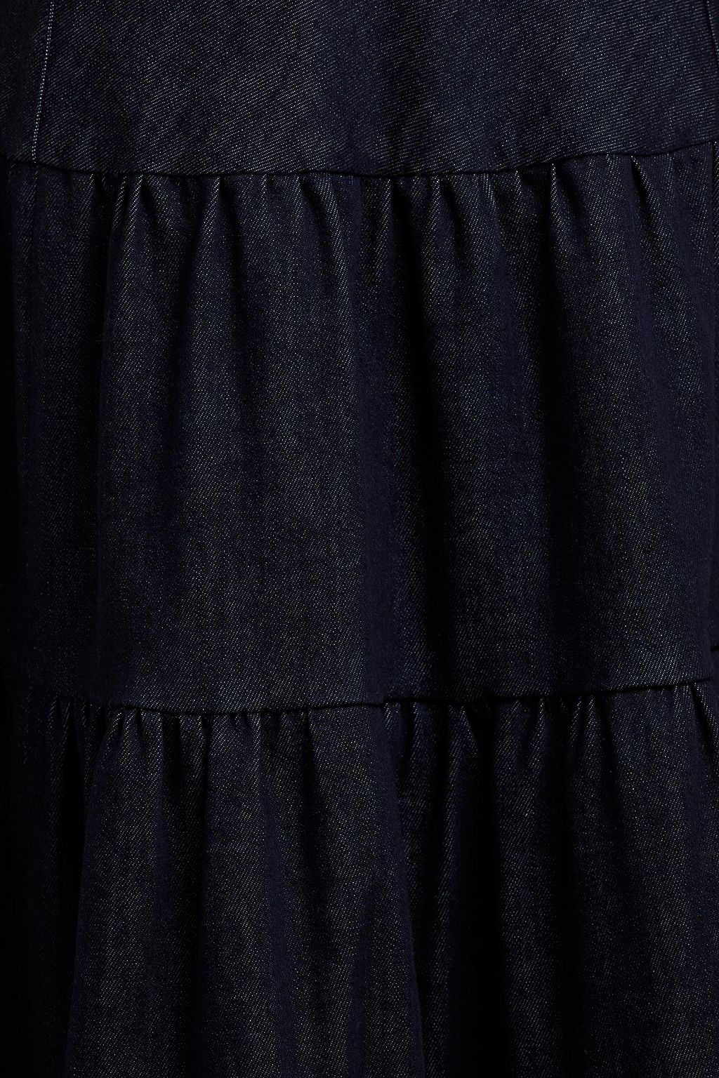 CHLOÉ Tie-neck frayed denim midi dress