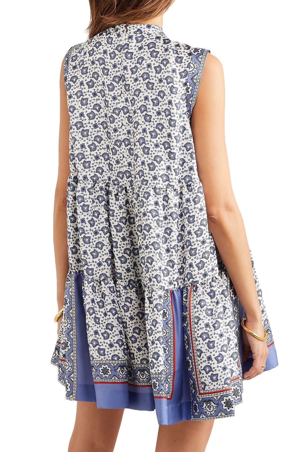 CHLOÉ Tiered printed silk-twill mini dress