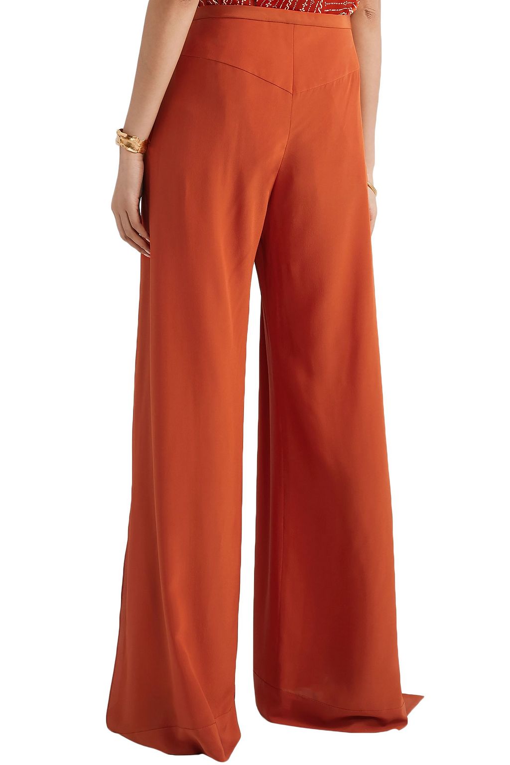 CHLOÉ Layered silk-crepe wide-leg pants
