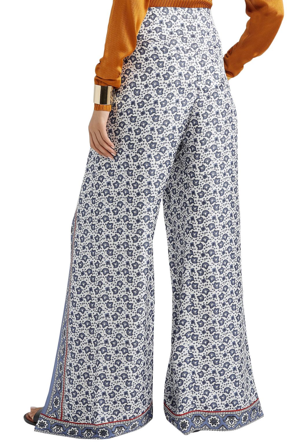 CHLOÉ Layered printed silk-twill wide-leg pants