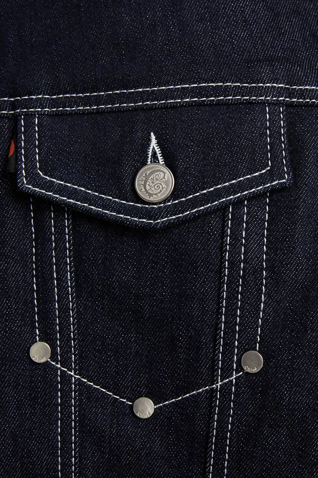 CHLOÉ Shearling-trimmed studded denim vest