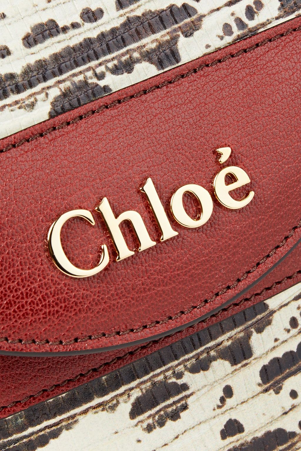 CHLOÉ Aby Lock small lizard-effect and textured-leather shoulder bag