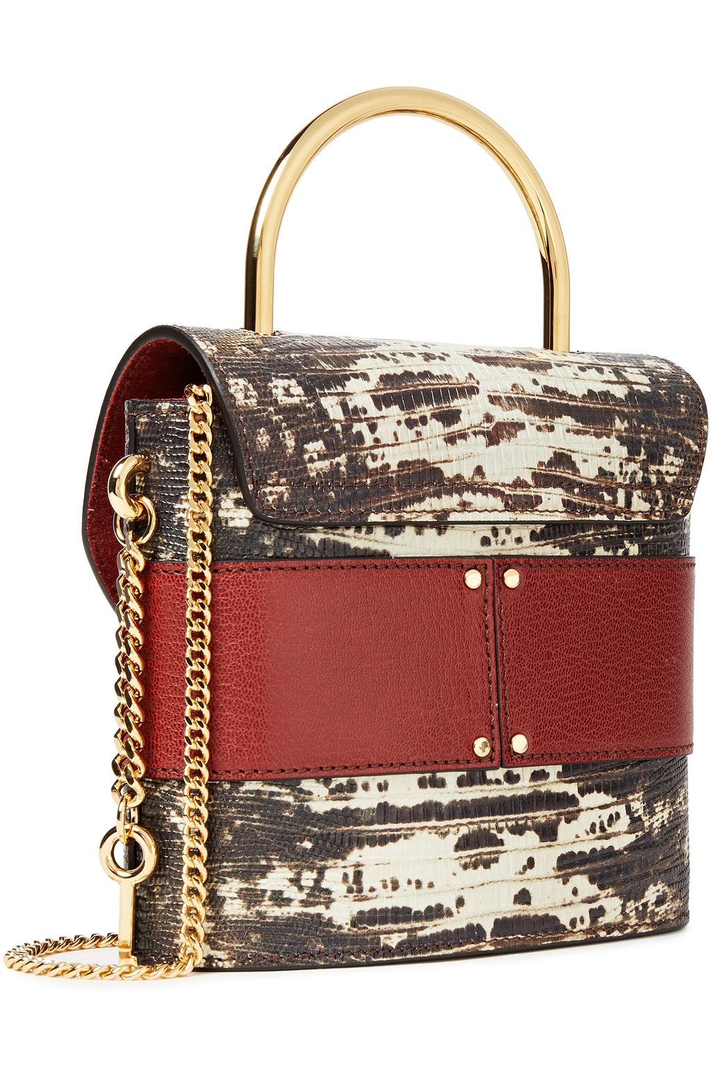 CHLOÉ Aby Lock small lizard-effect and textured-leather shoulder bag