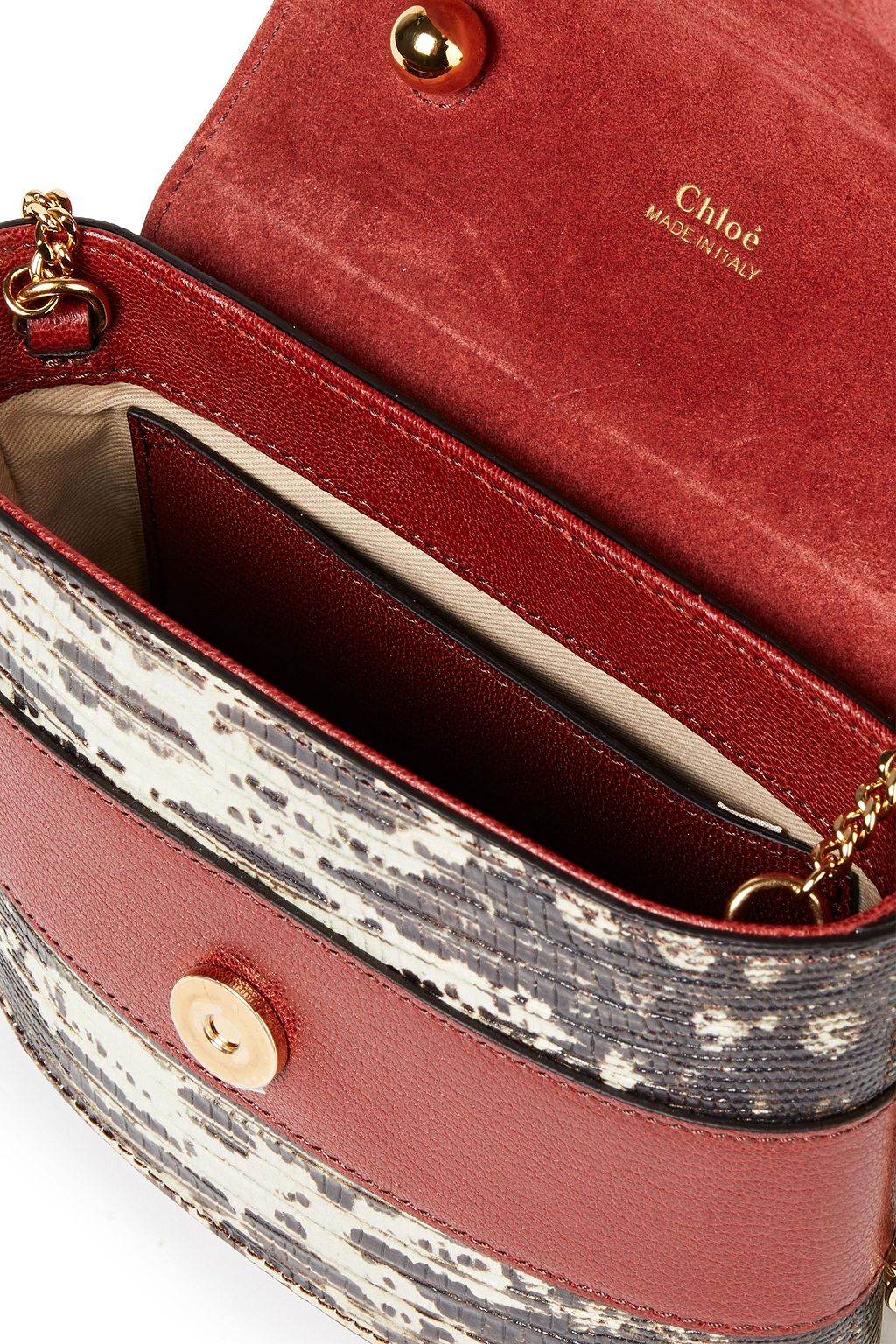 CHLOÉ Aby Lock small lizard-effect and textured-leather shoulder bag
