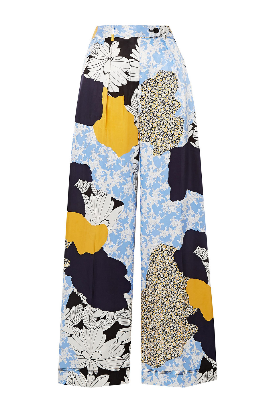 By Malene Birger Woman Enil Printed Satin Wide-leg Pants Light Blue Size 38