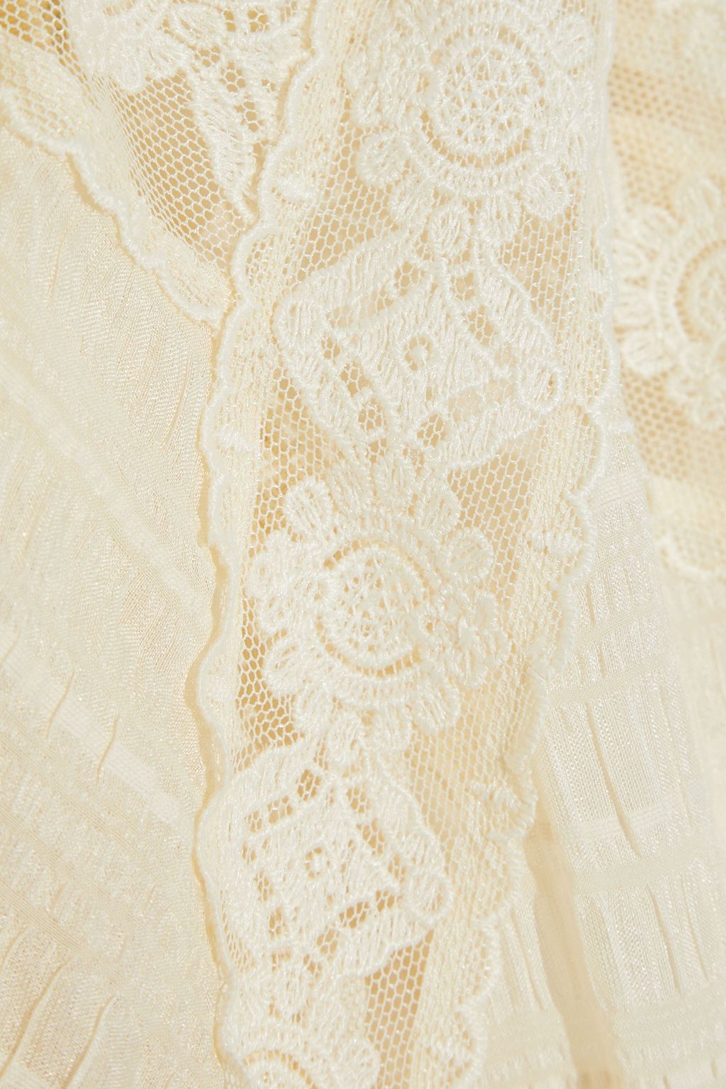 ZIMMERMANN Sabotage lace-trimmed flocked tulle-paneled seersucker mini dress