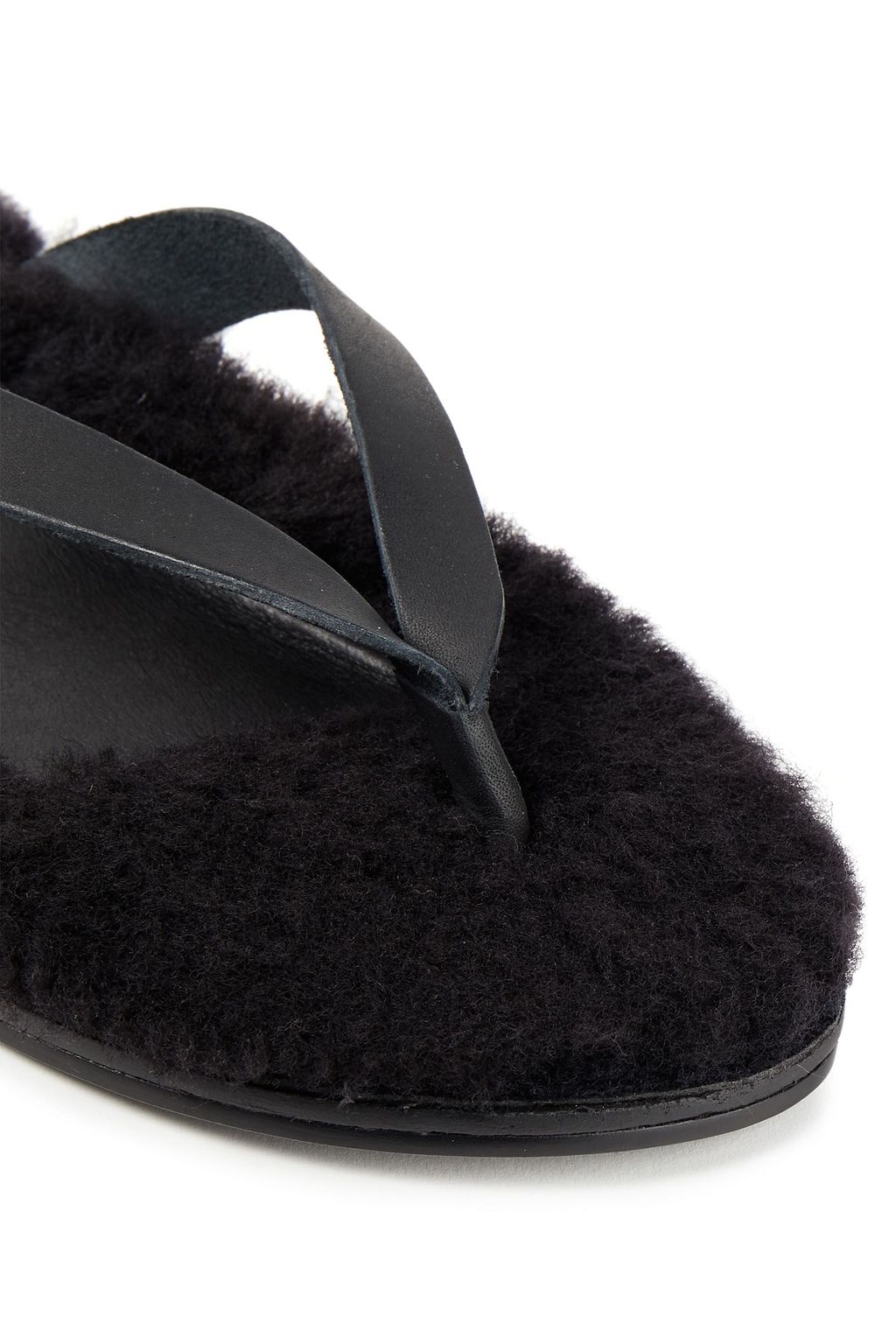TIBI Shearling-lined leather flip flops
