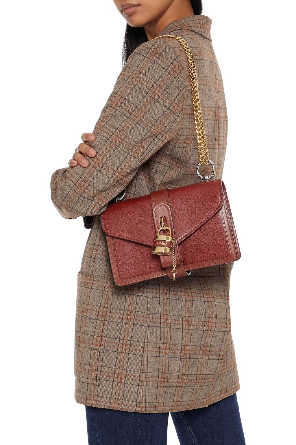 CHLOÉ Aby Chain textured-leather shoulder bag
