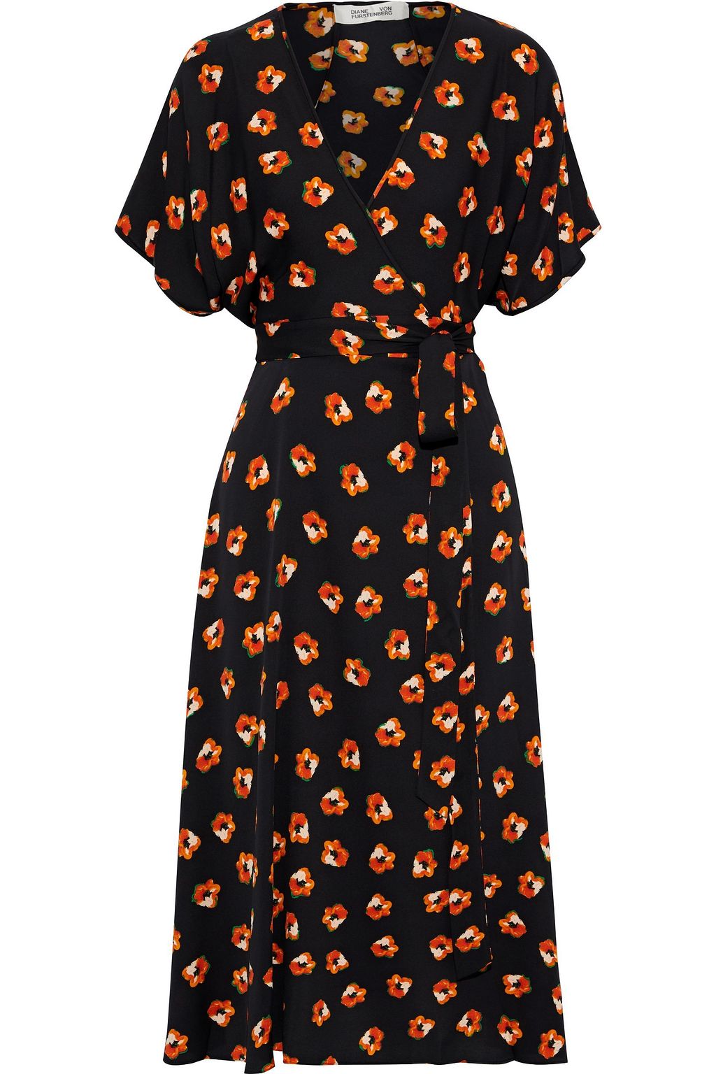 DIANE VON FURSTENBERG Kelsey floral-print stretch-silk midi wrap dress ...