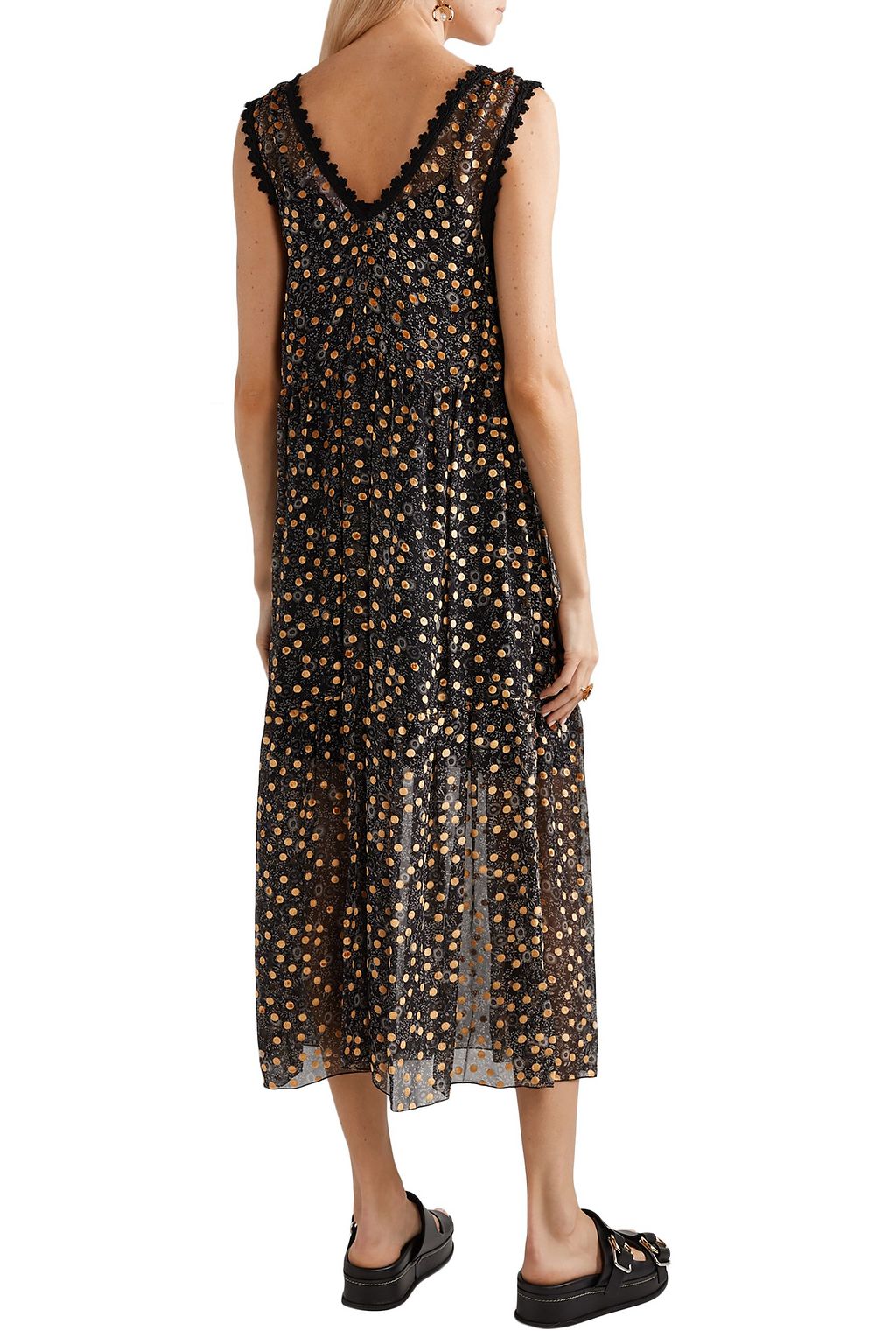 SEE BY CHLOÉ Lace-trimmed flocked floral-print silk-chiffon midi dress