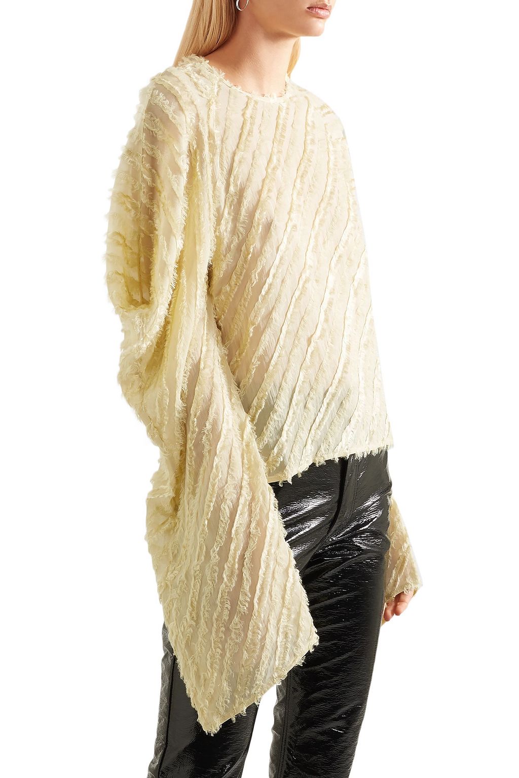 SID NEIGUM Fringe-trimmed gauze top