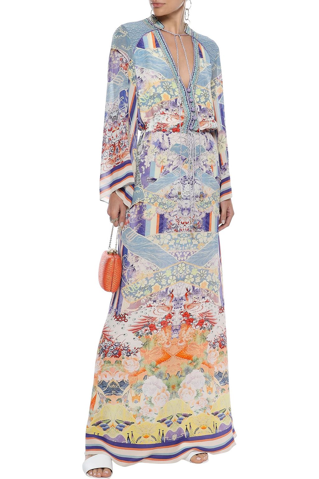 CAMILLA Crystal-embellished printed silk crepe de chine maxi dress