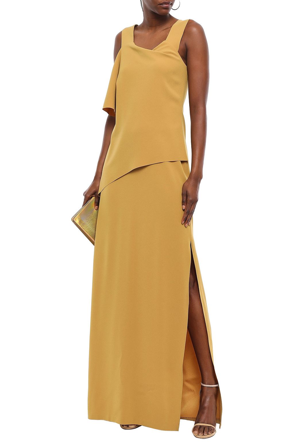CHALAYAN Layered satin-crepe maxi dress