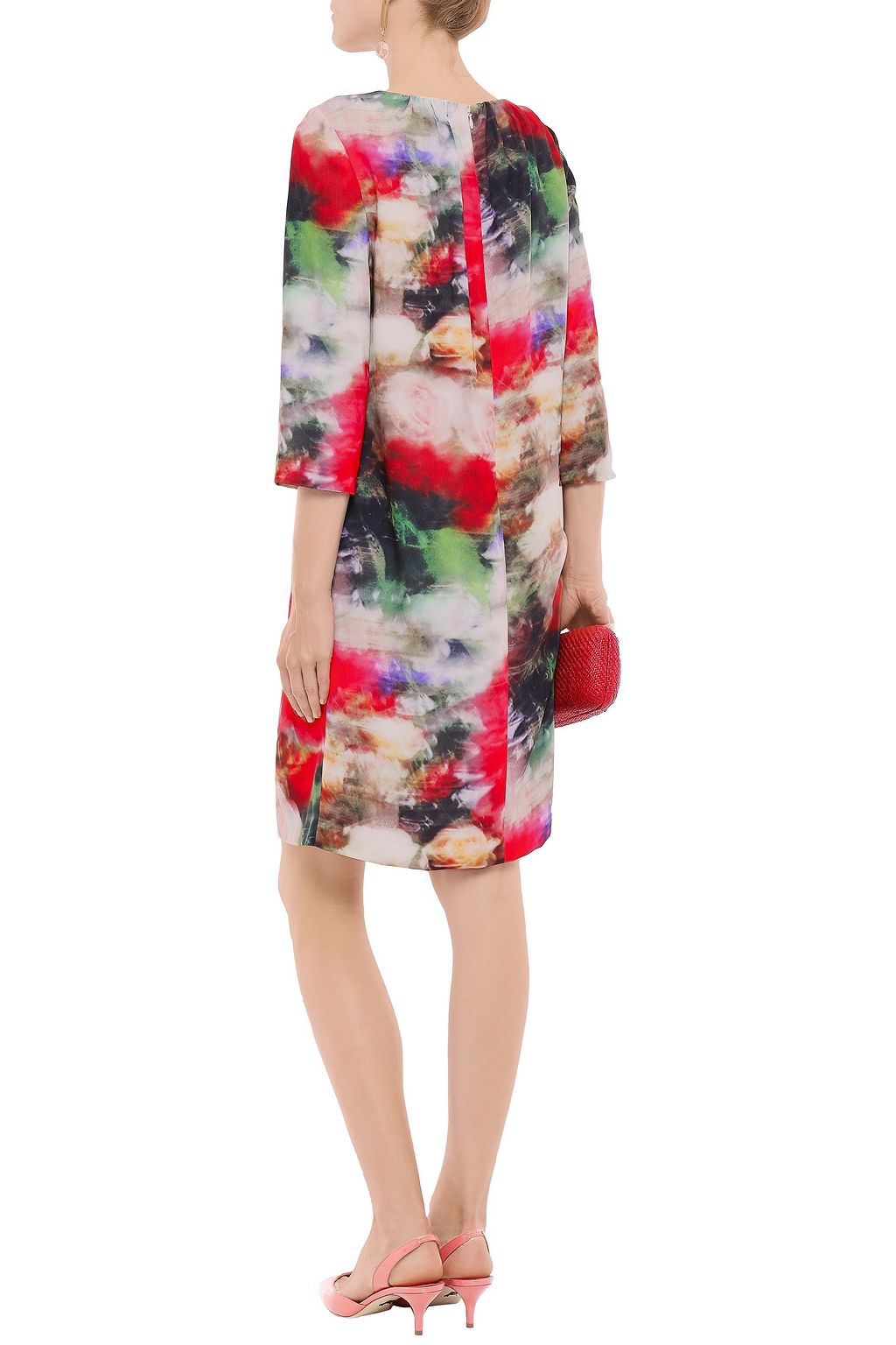ADAM LIPPES Gathered floral-print crepe mini dress