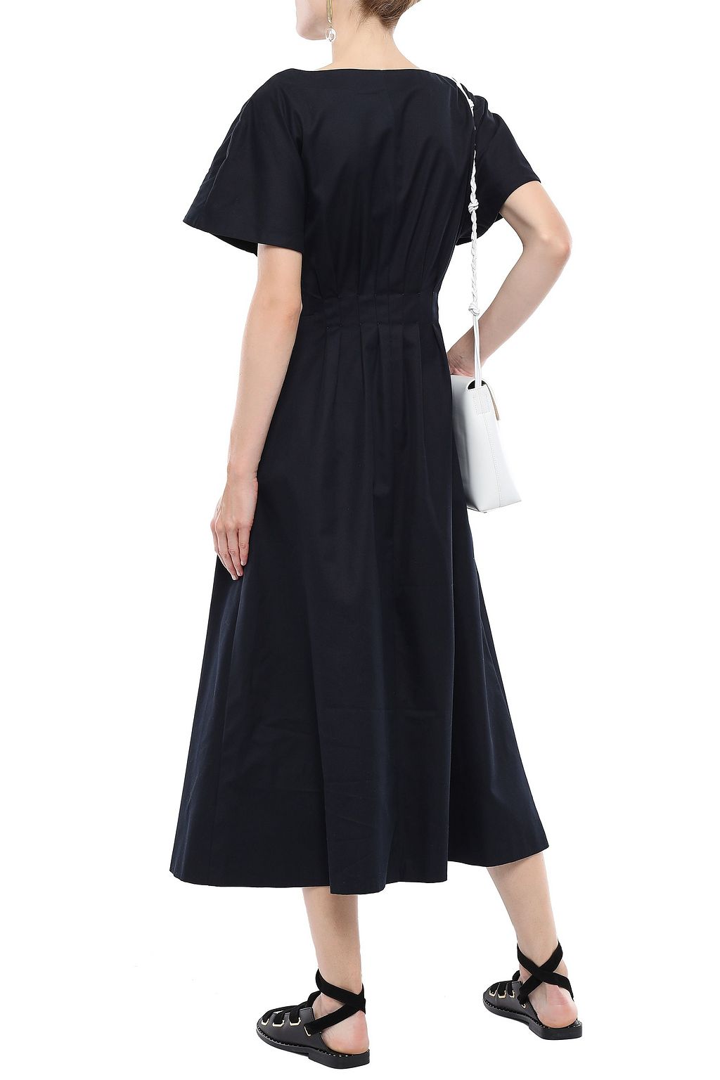 ADAM LIPPES Pleated cotton-twill midi dress