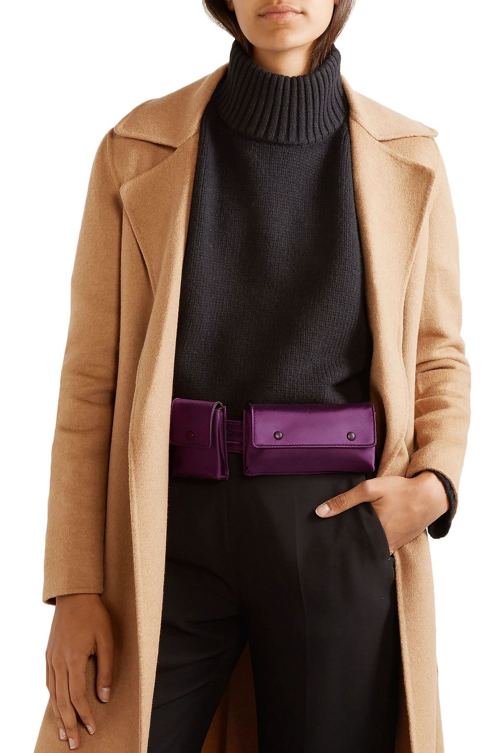 GABRIELA HEARST Leather-trimmed satin utility belt