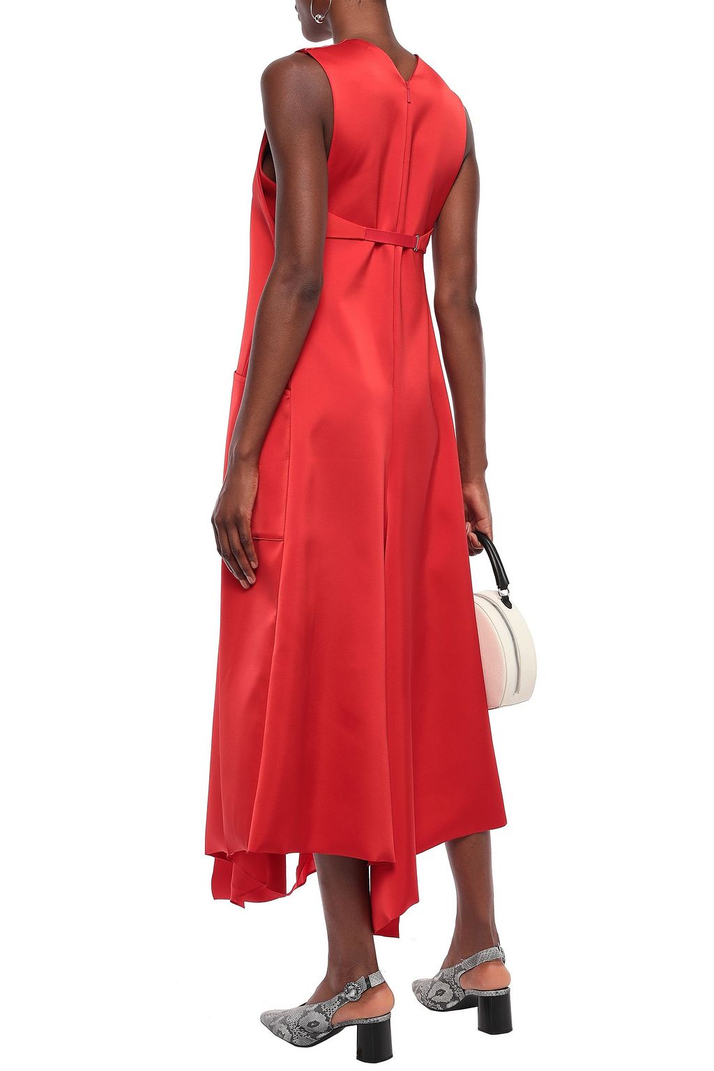 TIBI Asymmetric satin-crepe midi dress
