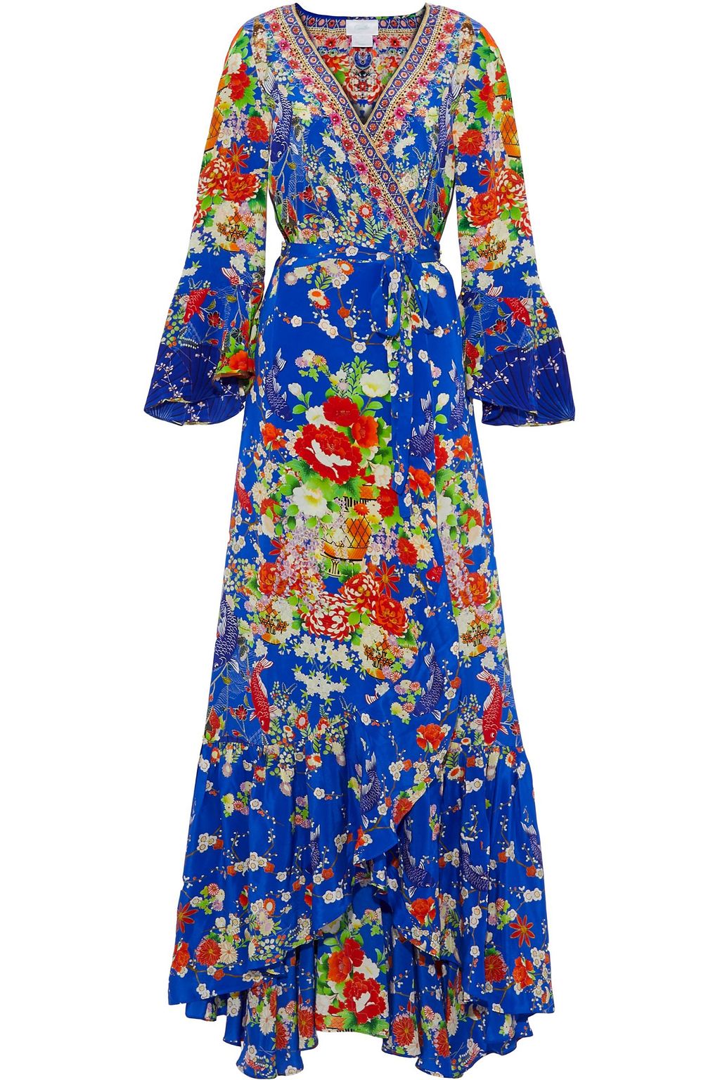 CAMILLA Playing Koi embellished printed silk crepe de chine maxi wrap ...