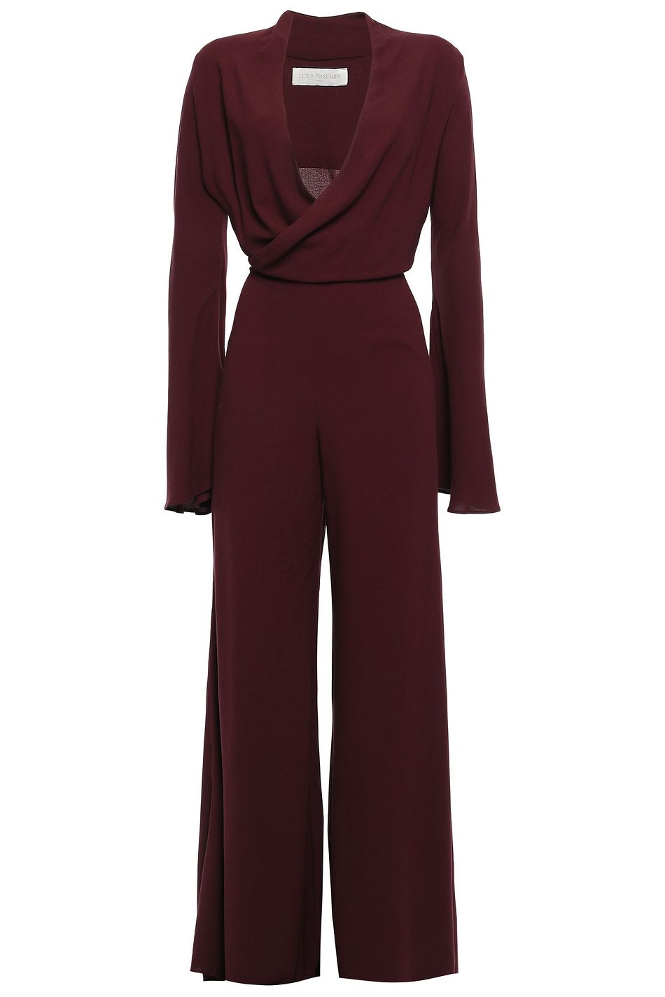 maroon crepe full leg jumpsuit