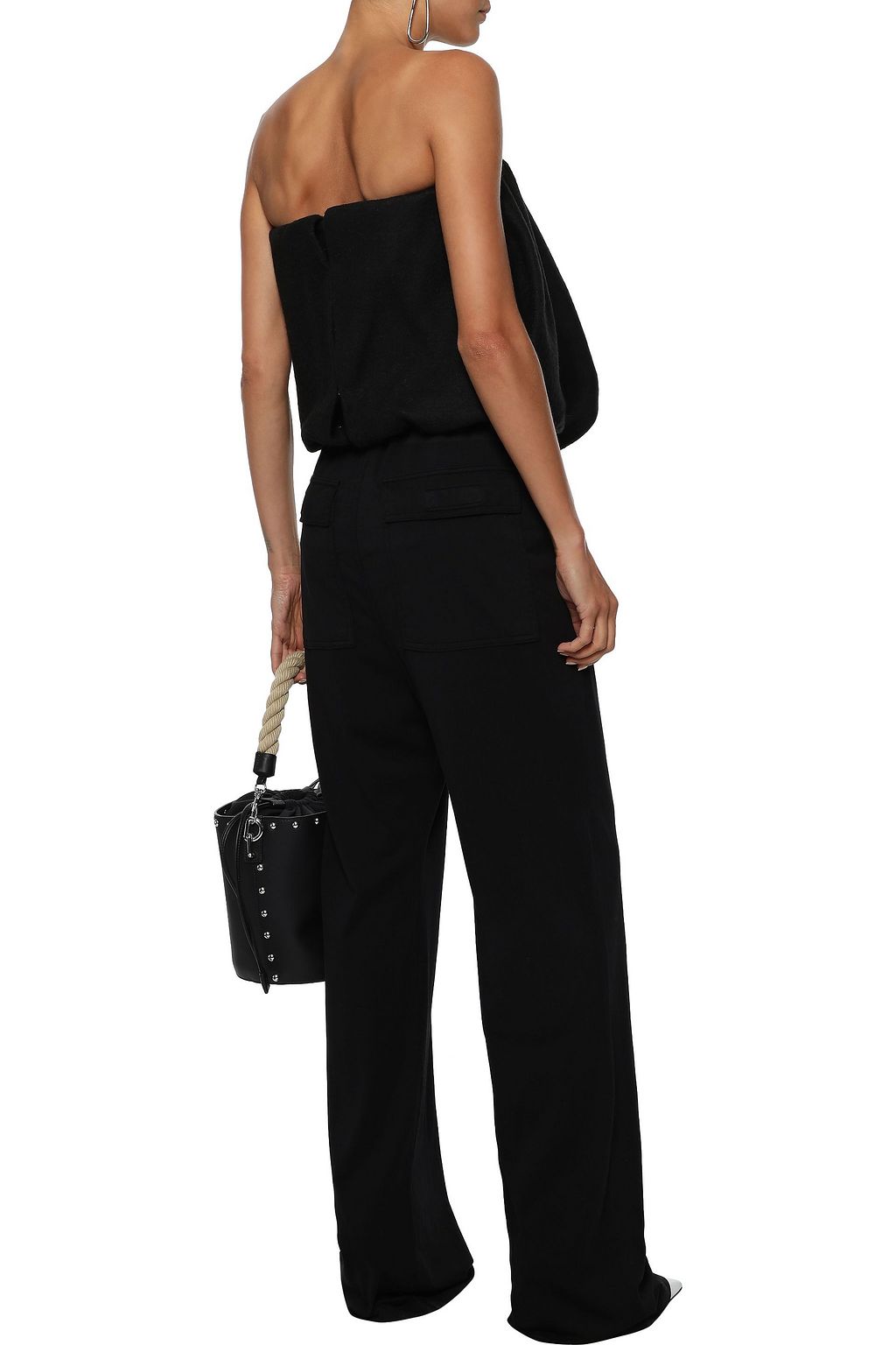 RICK OWENS Strapless camel hair and linen-blend top