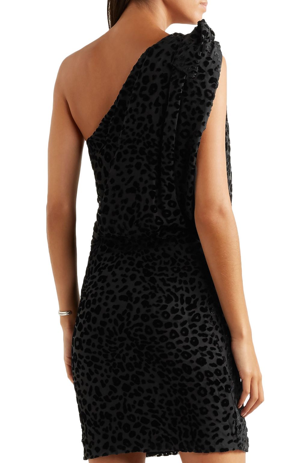 IRO Moon one-shoulder devoré-velvet mini dress