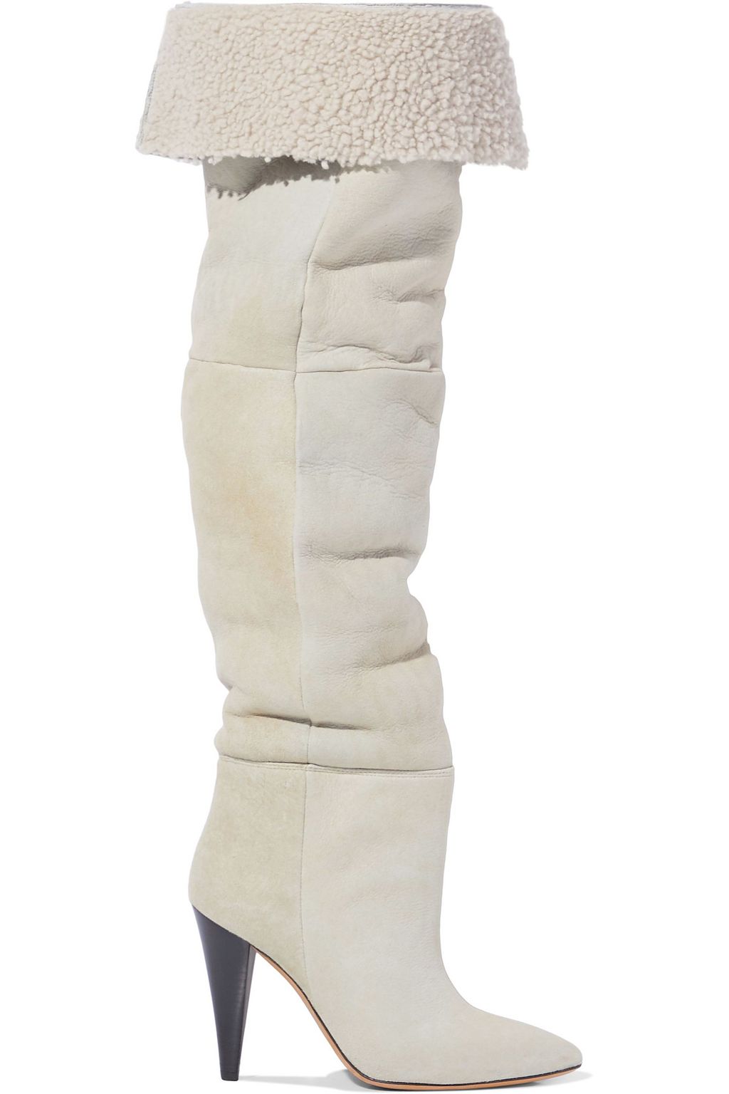 Beige Graceful shearling over-the-knee 